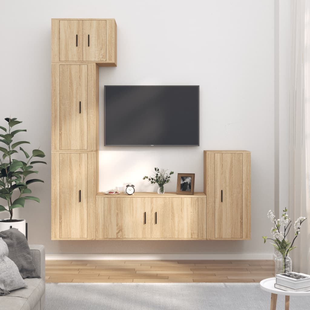 5-delige Tv-meubelset bewerkt hout sonoma eikenkleurig