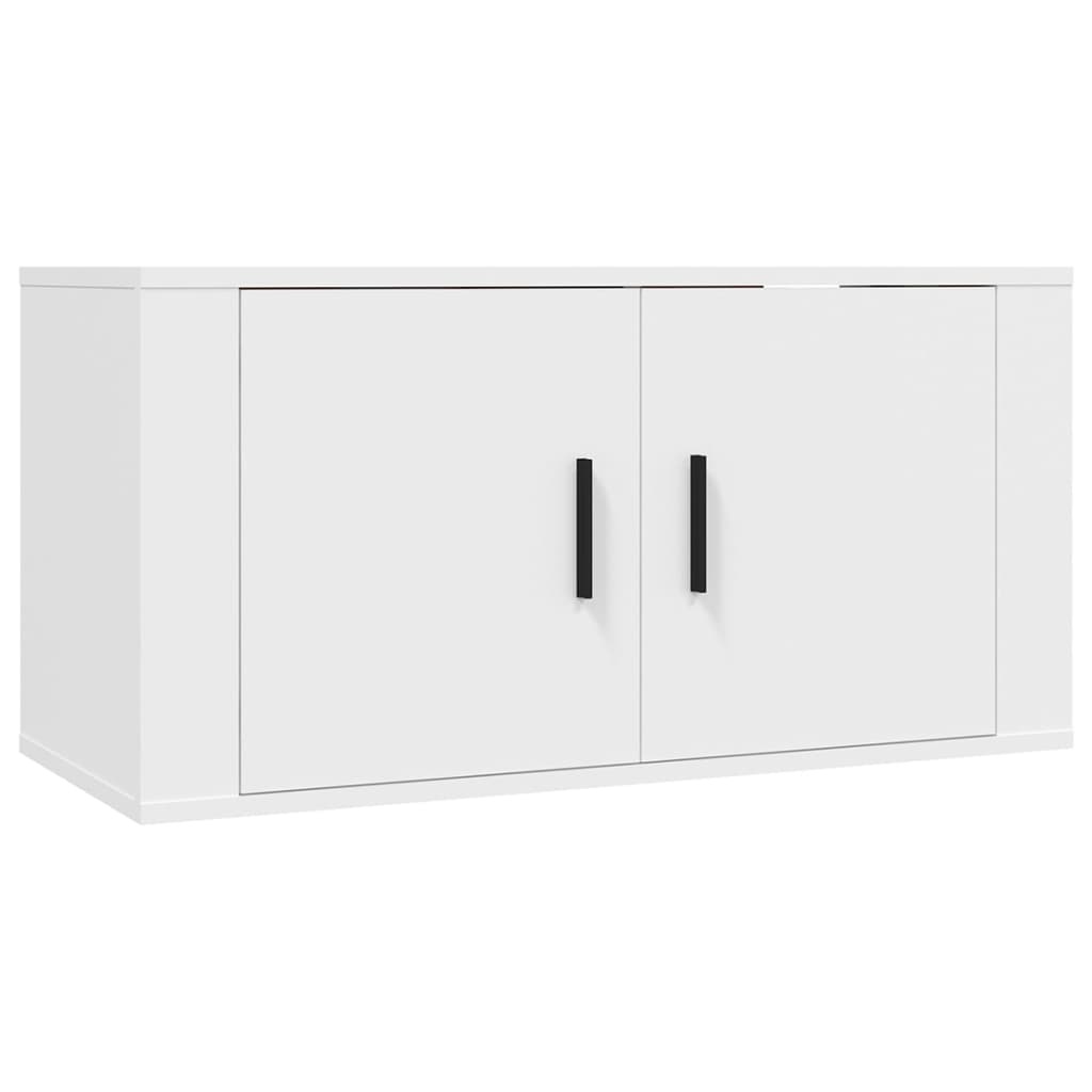 2-delige Tv-meubelset bewerkt hout wit