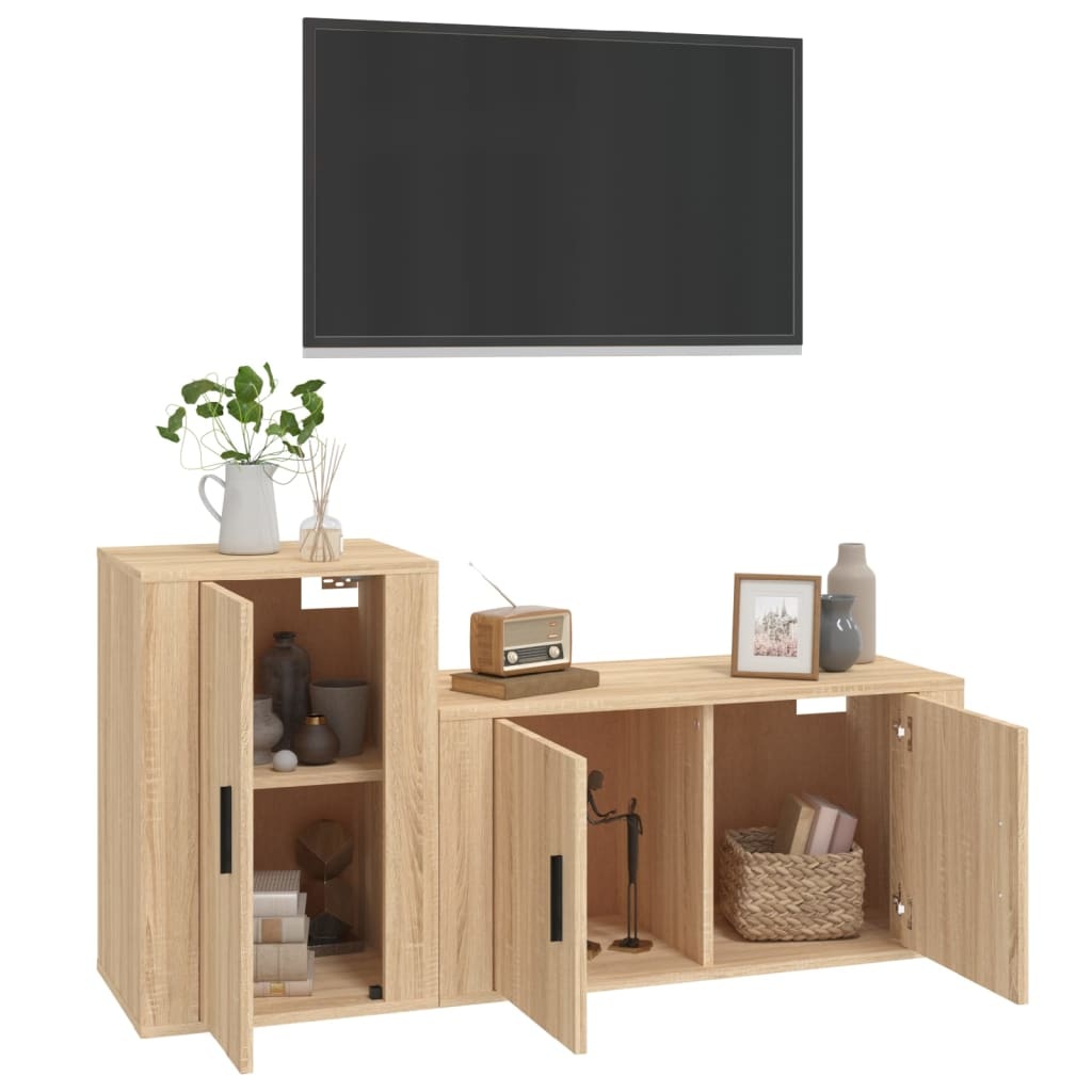 2-delige Tv-meubelset bewerkt hout sonoma eikenkleurig