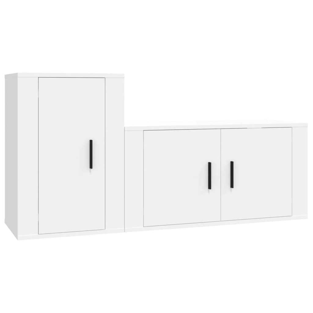 2-delige Tv-meubelset bewerkt hout wit