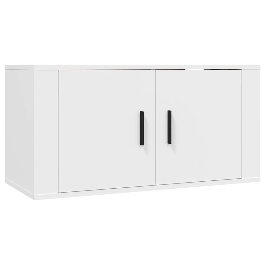 2-delige Tv-meubelset bewerkt hout wit