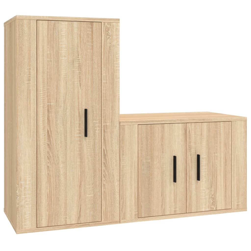 2-delige Tv-meubelset bewerkt hout sonoma eikenkleurig