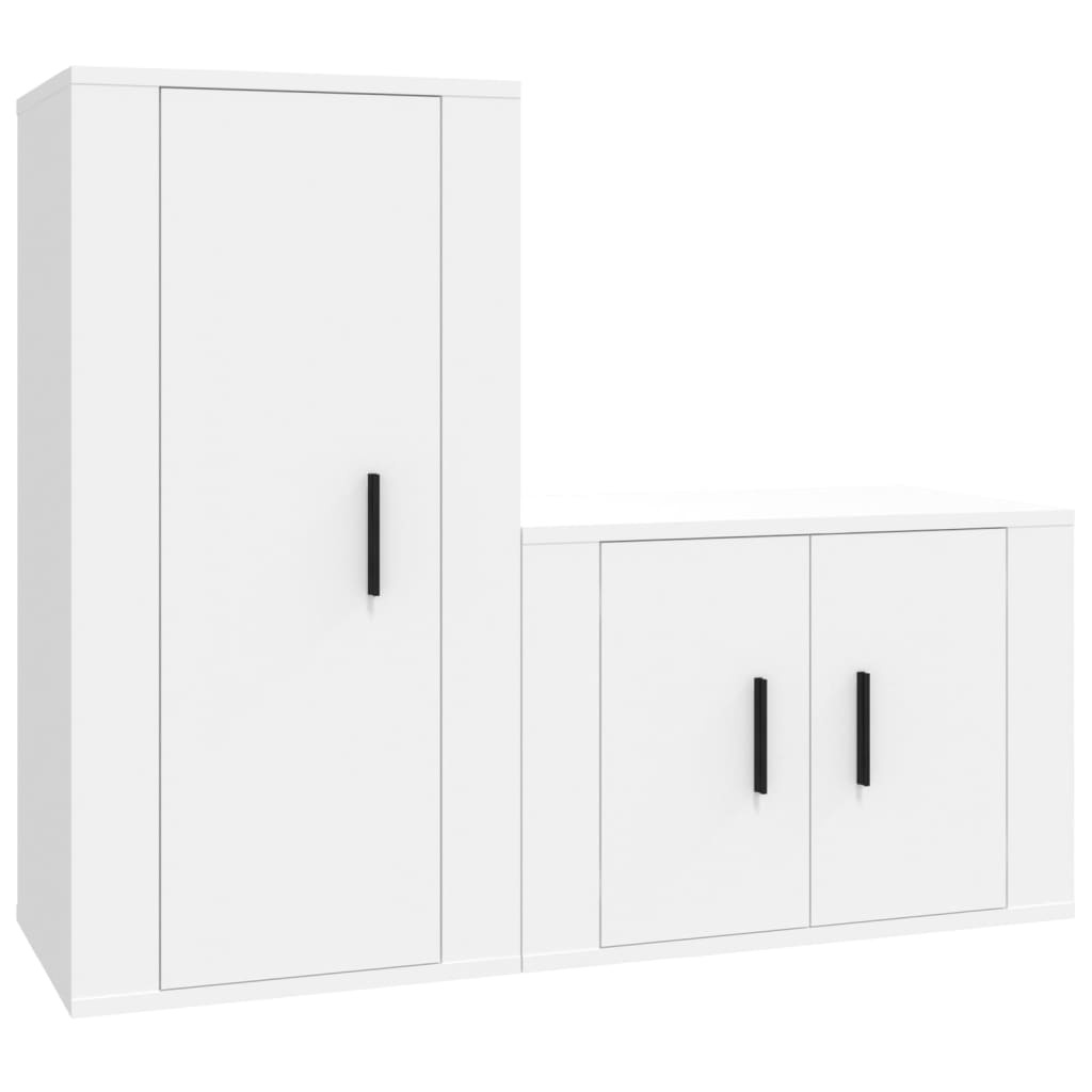 2-delige Tv-meubelset bewerkt hout wit