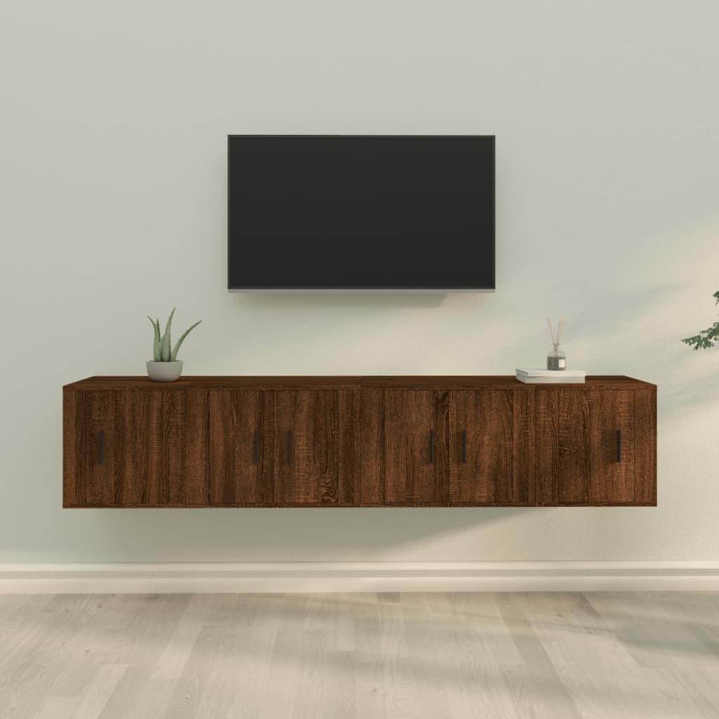 4-delige Tv-meubelset bewerkt hout bruineikenkleurig