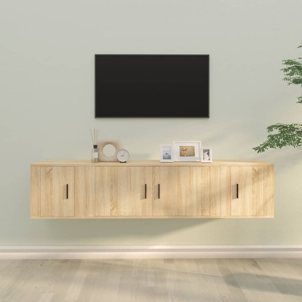 3-delige Tv-meubelset bewerkt hout sonoma eikenkleurig