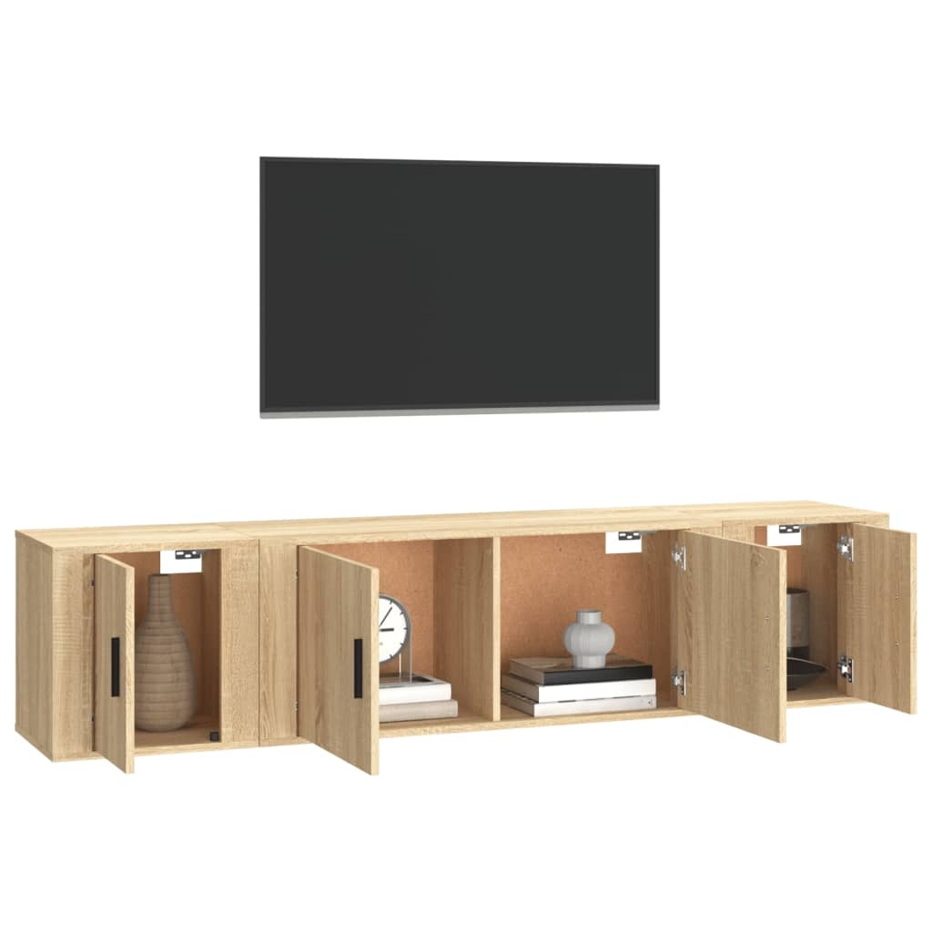 3-delige Tv-meubelset bewerkt hout sonoma eikenkleurig