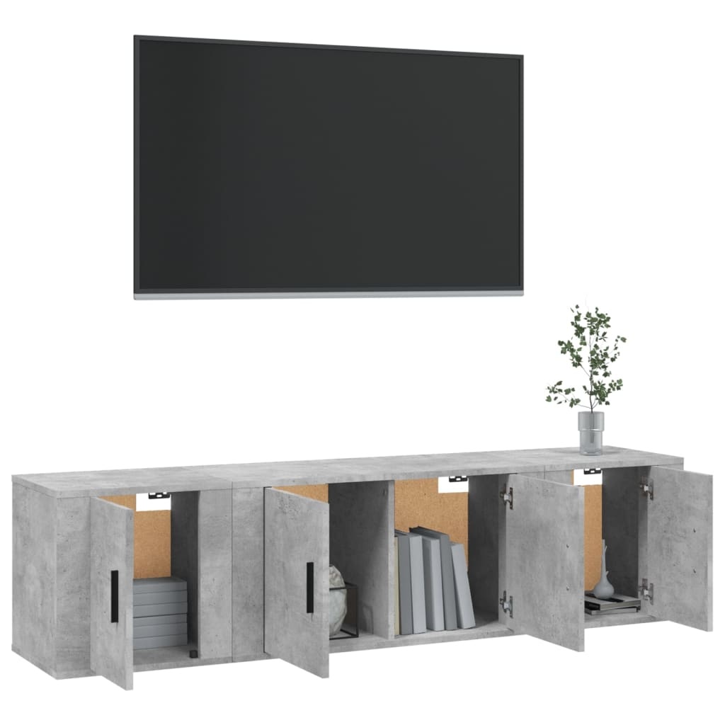 3-delige Tv-meubelset bewerkt hout betongrijs