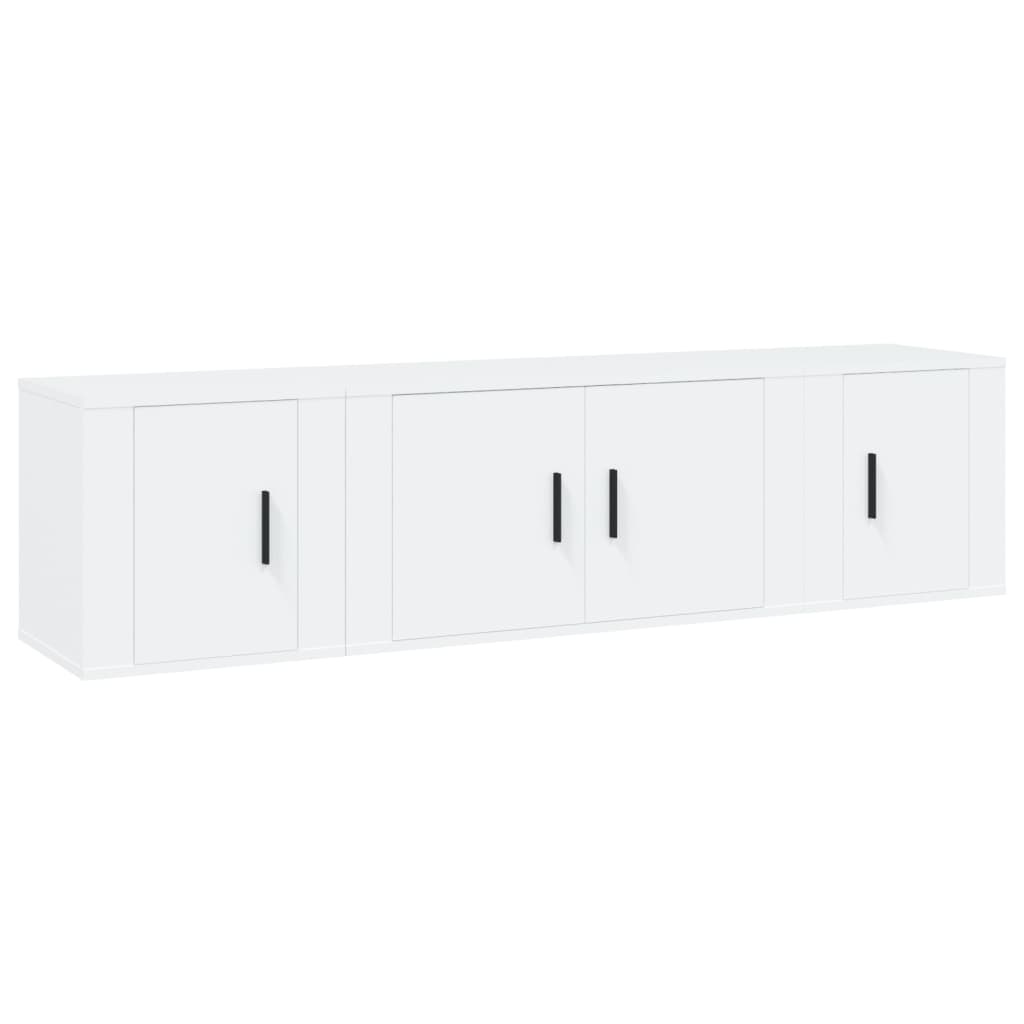 3-delige Tv-meubelset bewerkt hout wit
