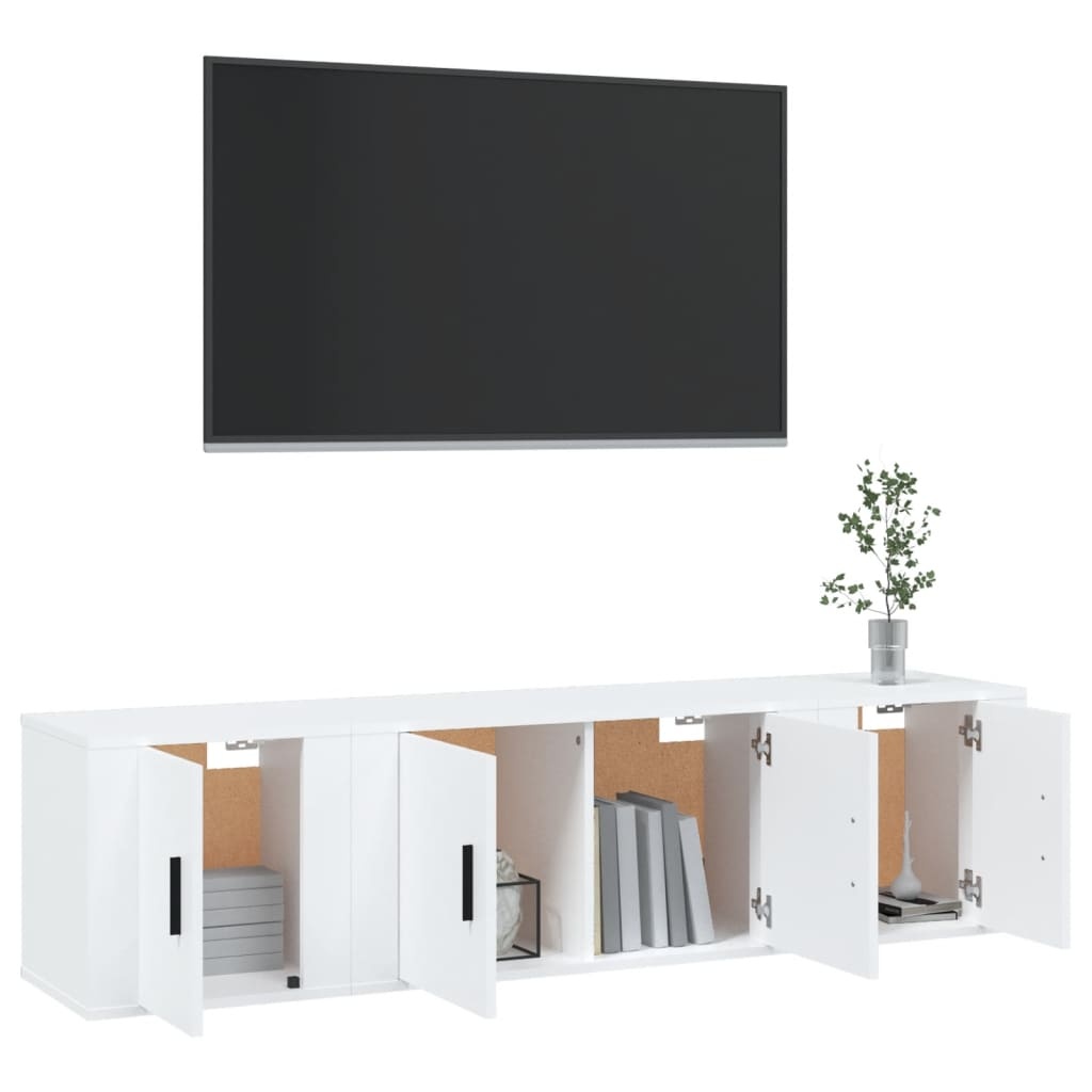 3-delige Tv-meubelset bewerkt hout wit