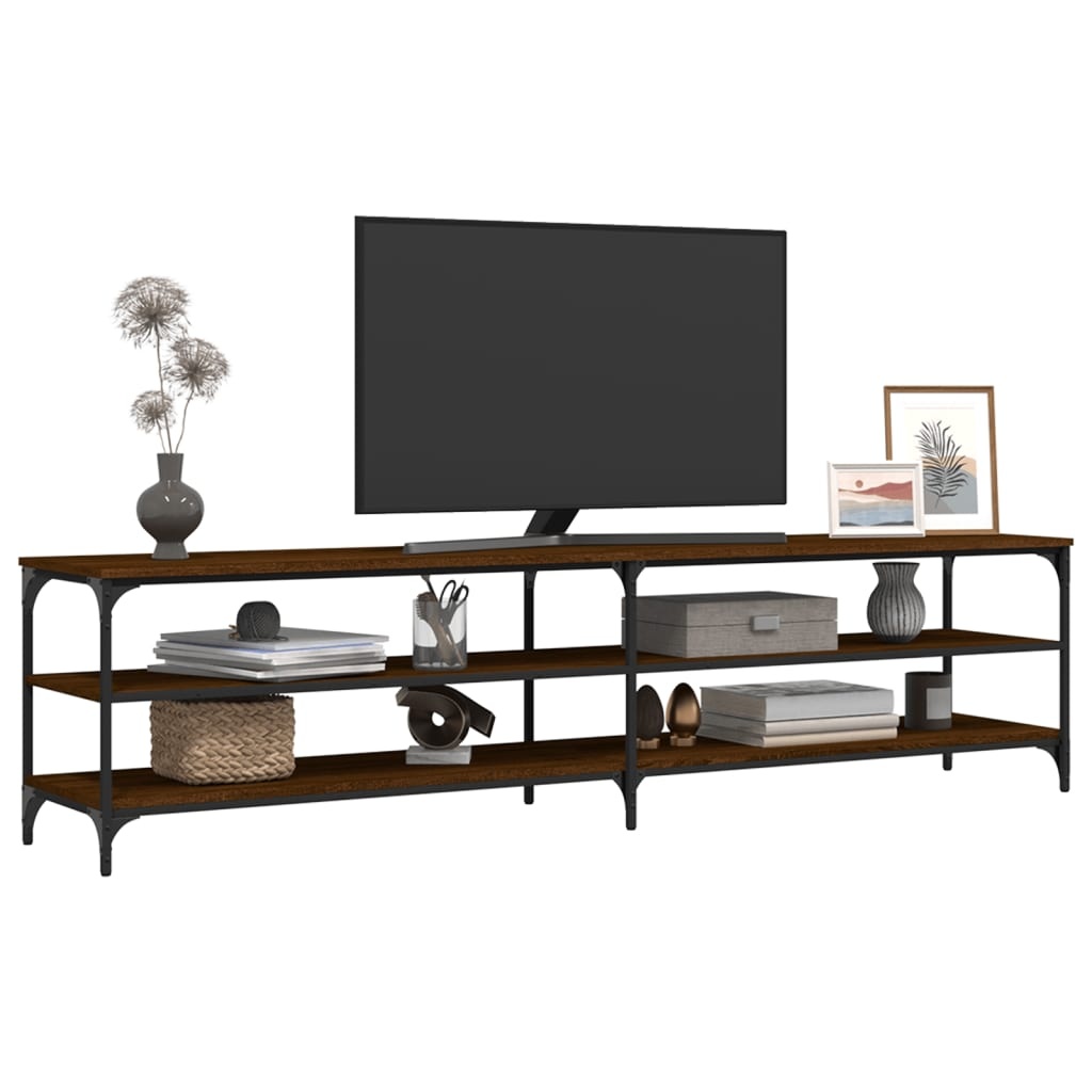 Tv-meubel 200x30x50 cm bewerkt hout metaal bruin eikenkleur