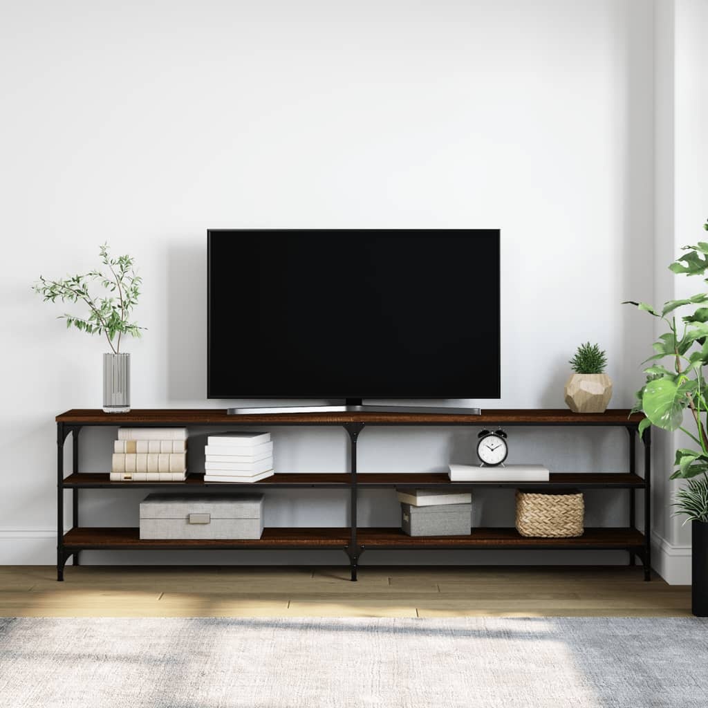 Tv-meubel 180x30x50 cm bewerkt hout metaal bruineikenkleurig