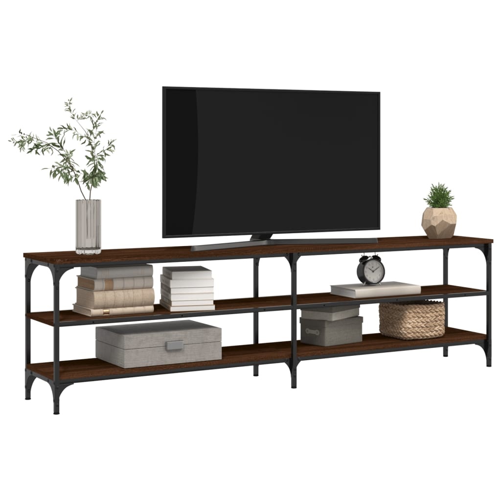Tv-meubel 180x30x50 cm bewerkt hout metaal bruineikenkleurig