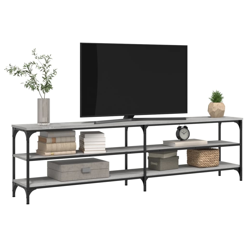 Tv-meubel 180x30x50 cm bewerkt hout metaal grijs sonoma eiken