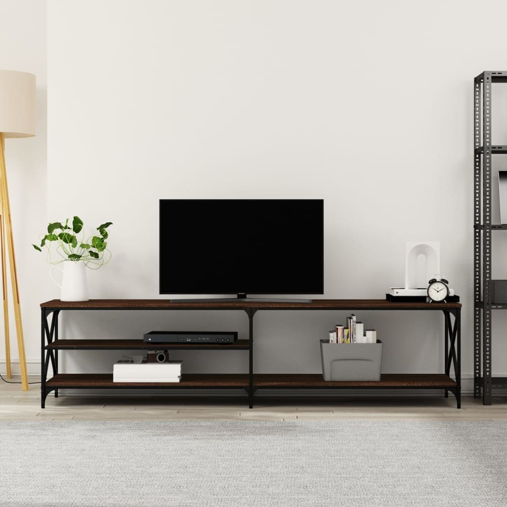 Tv-meubel 200x40x50 cm bewerkt hout metaal bruineikenkleurig