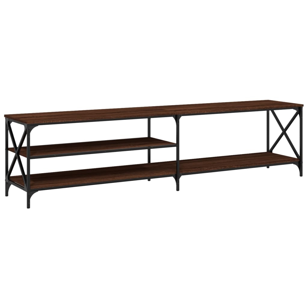 Tv-meubel 200x40x50 cm bewerkt hout metaal bruineikenkleurig