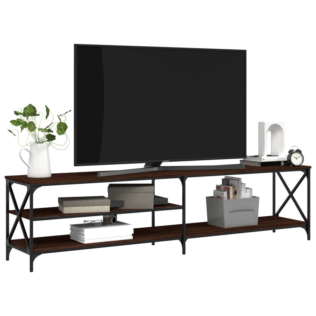 Tv-meubel 200x40x50 cm bewerkt hout metaal bruineikenkleurig