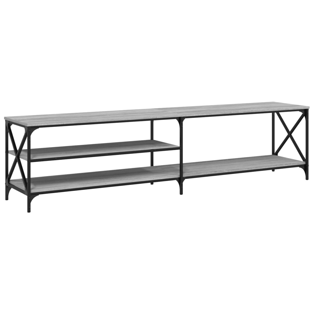 Tv-meubel 200x40x50 cm bewerkt hout metaal grijs sonoma eiken
