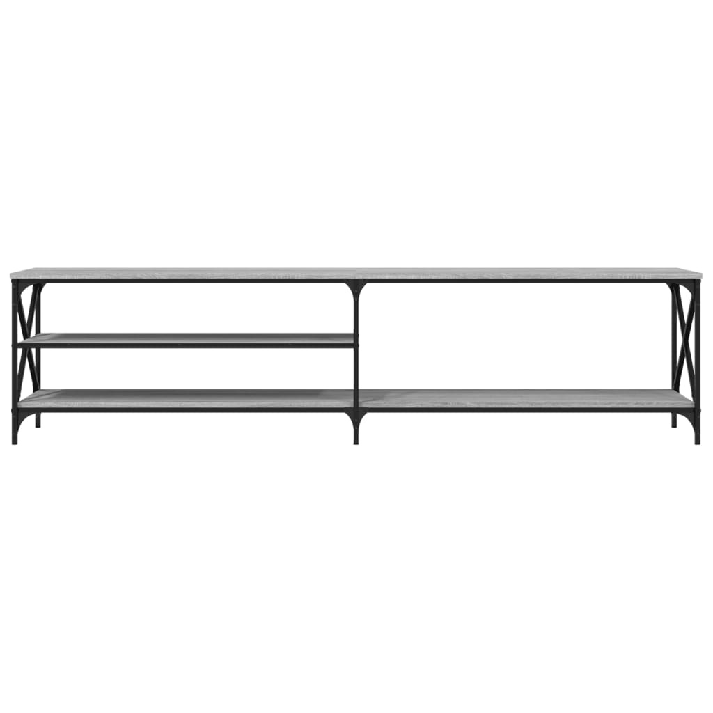 Tv-meubel 200x40x50 cm bewerkt hout metaal grijs sonoma eiken
