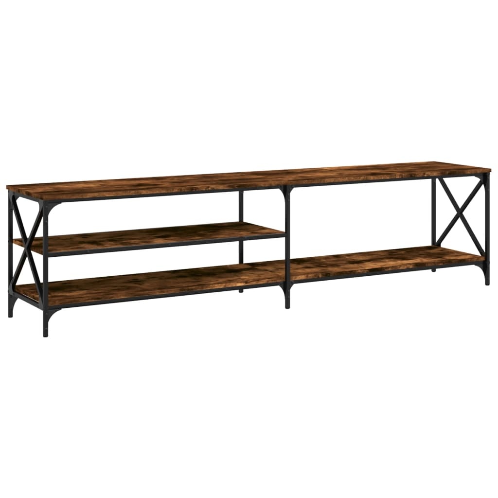 Tv-meubel 200x40x50 cm bewerkt hout metaal gerookt eikenkleurig