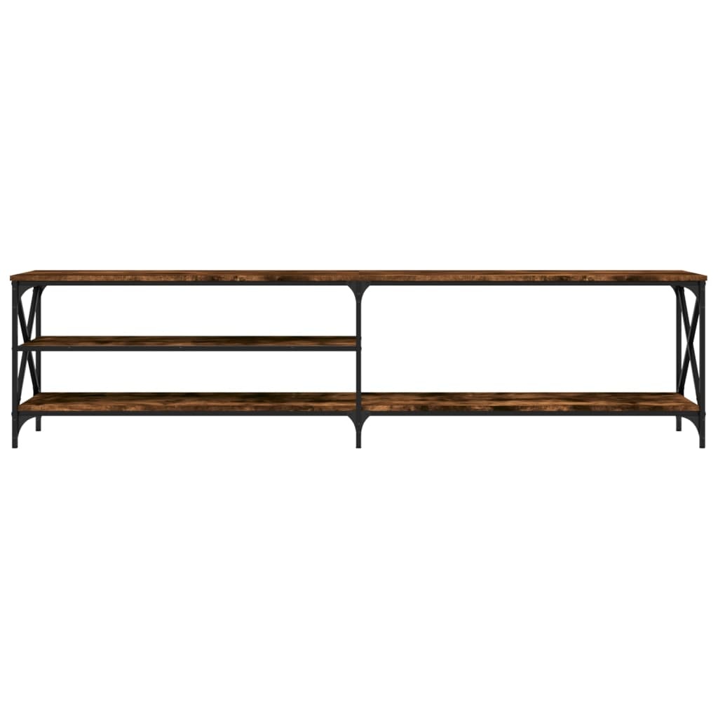 Tv-meubel 200x40x50 cm bewerkt hout metaal gerookt eikenkleurig