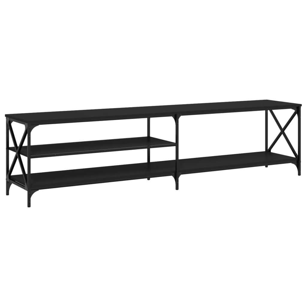 Tv-meubel 200x40x50 cm bewerkt hout metaal zwart