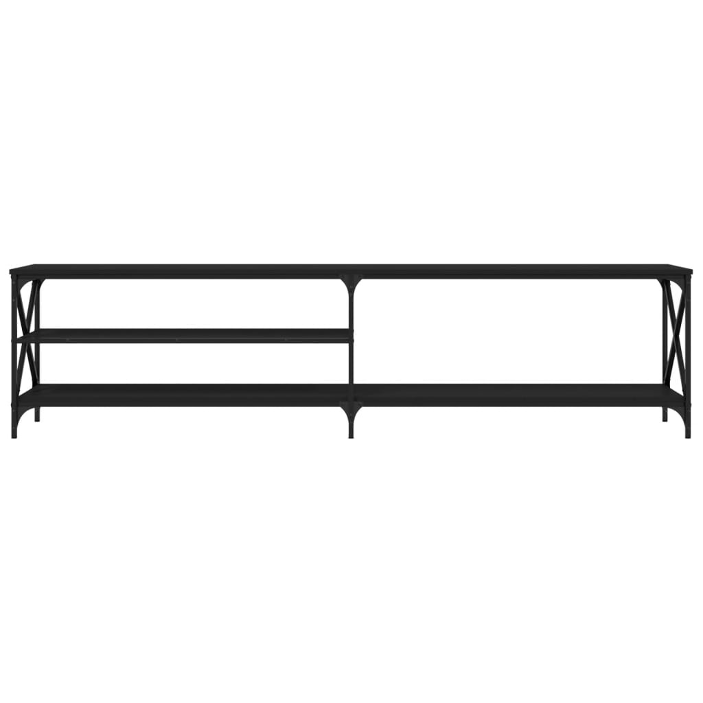 Tv-meubel 200x40x50 cm bewerkt hout metaal zwart