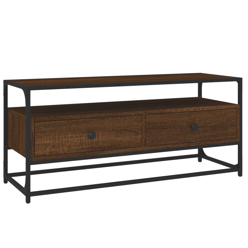 Tv-meubel 100x35x45 cm bewerkt hout bruineikenkleurig
