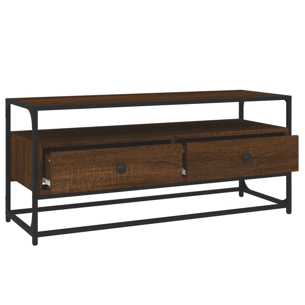 Tv-meubel 100x35x45 cm bewerkt hout bruineikenkleurig
