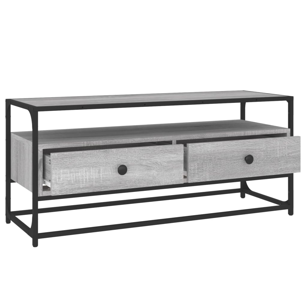 Tv-meubel 100x35x45 cm bewerkt hout grijs sonoma eikenkleurig