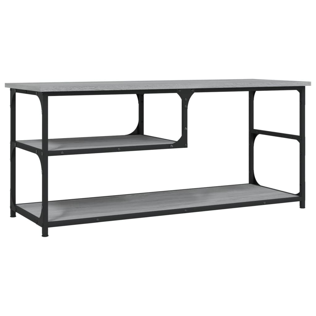 Tv-meubel 103x38x46,5 cm en bewerkt hout staal grijs sonoma