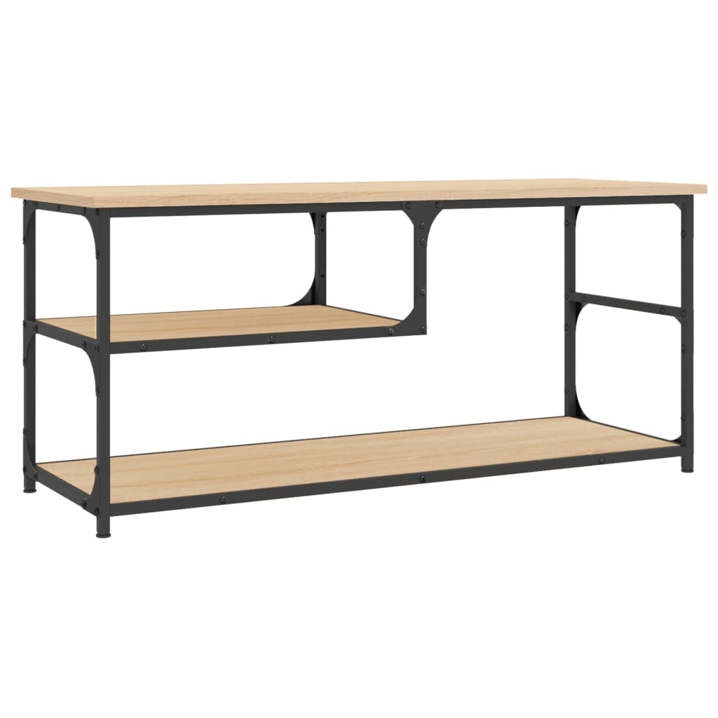 Tv-meubel 103x38x46,5 cm bewerkt hout staal sonoma eikenkleur
