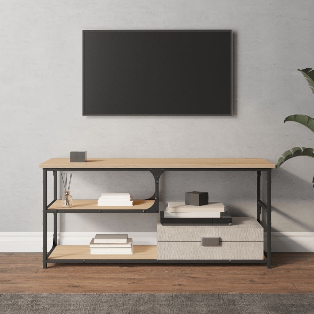 Tv-meubel 103x38x46,5 cm bewerkt hout staal sonoma eikenkleur