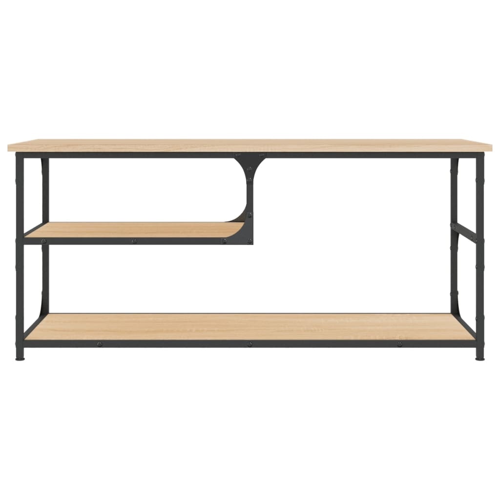 Tv-meubel 103x38x46,5 cm bewerkt hout staal sonoma eikenkleur