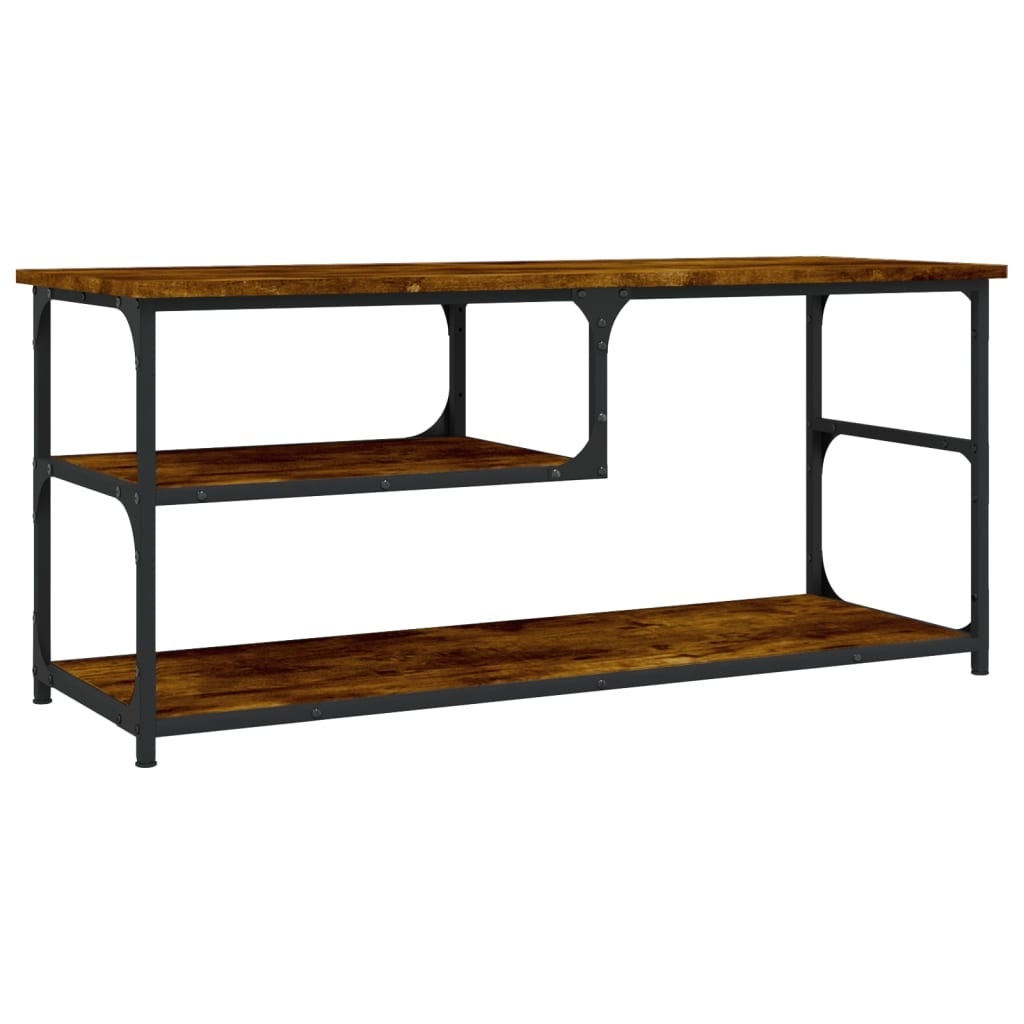 Tv-meubel 103x38x46,5 cm bewerkt hout staal gerookt eikenkleur