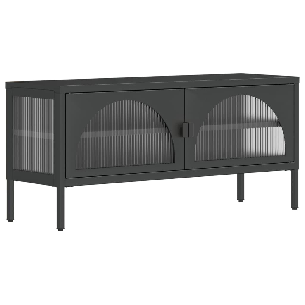 Tv-meubel 105x35x50 cm glas en staal zwart