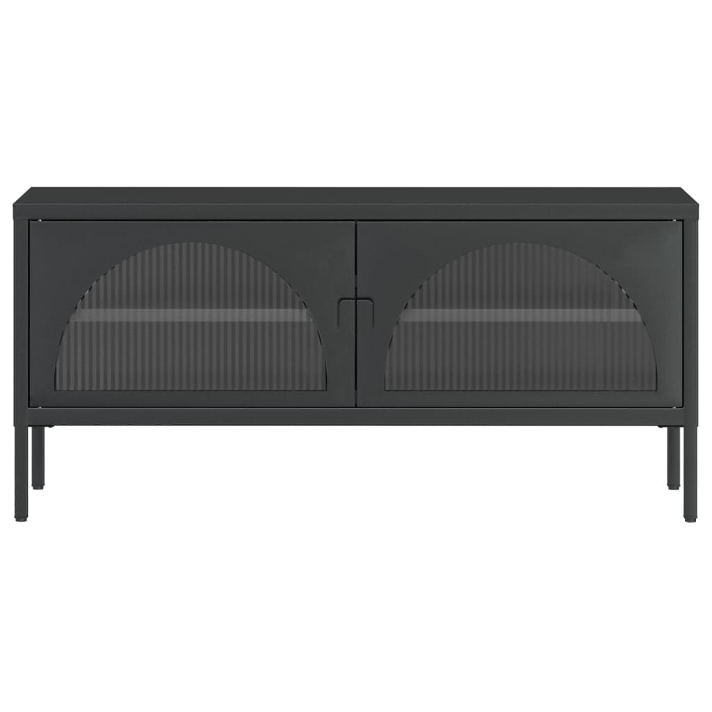 Tv-meubel 105x35x50 cm glas en staal zwart
