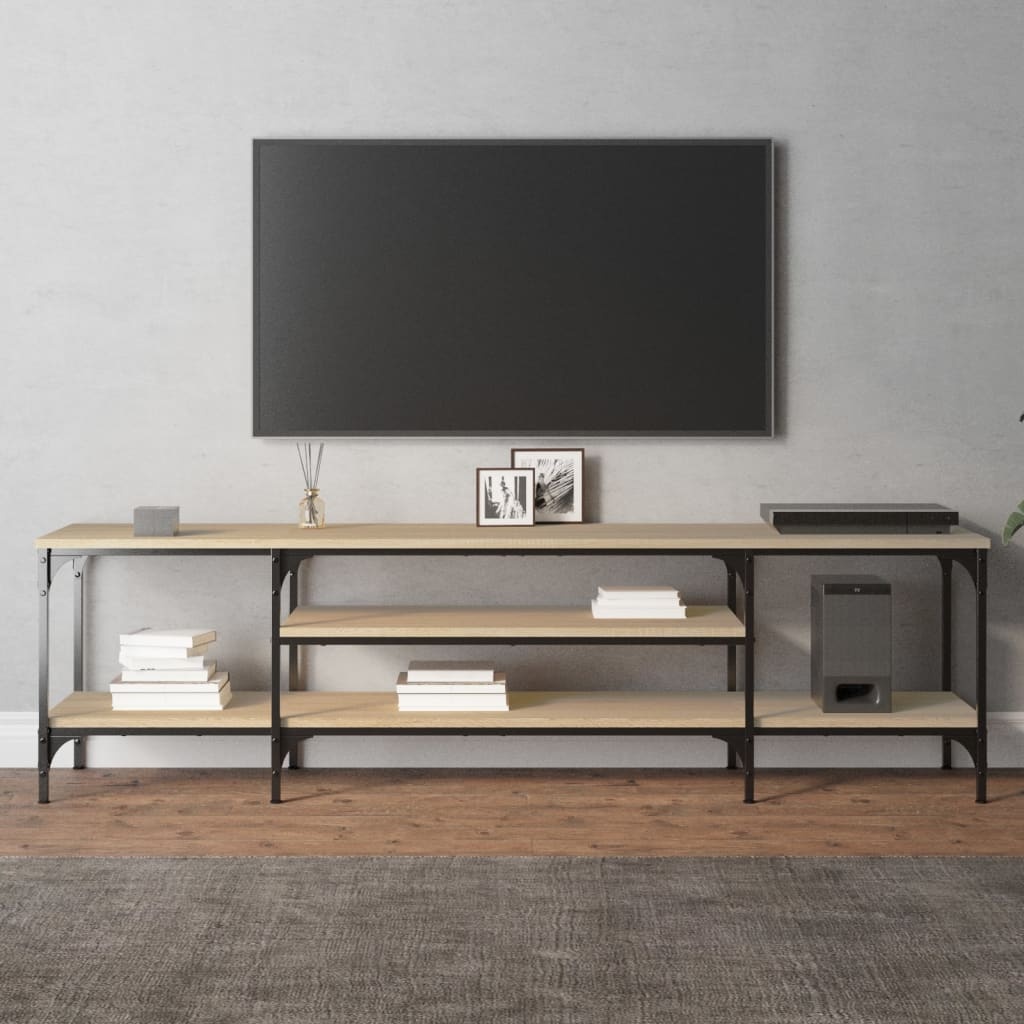 Tv-meubel 161x35x45 cm bewerkt hout en ijzer sonoma eikenkleur