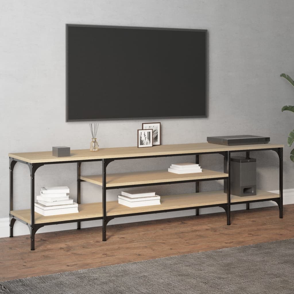 Tv-meubel 161x35x45 cm bewerkt hout en ijzer sonoma eikenkleur