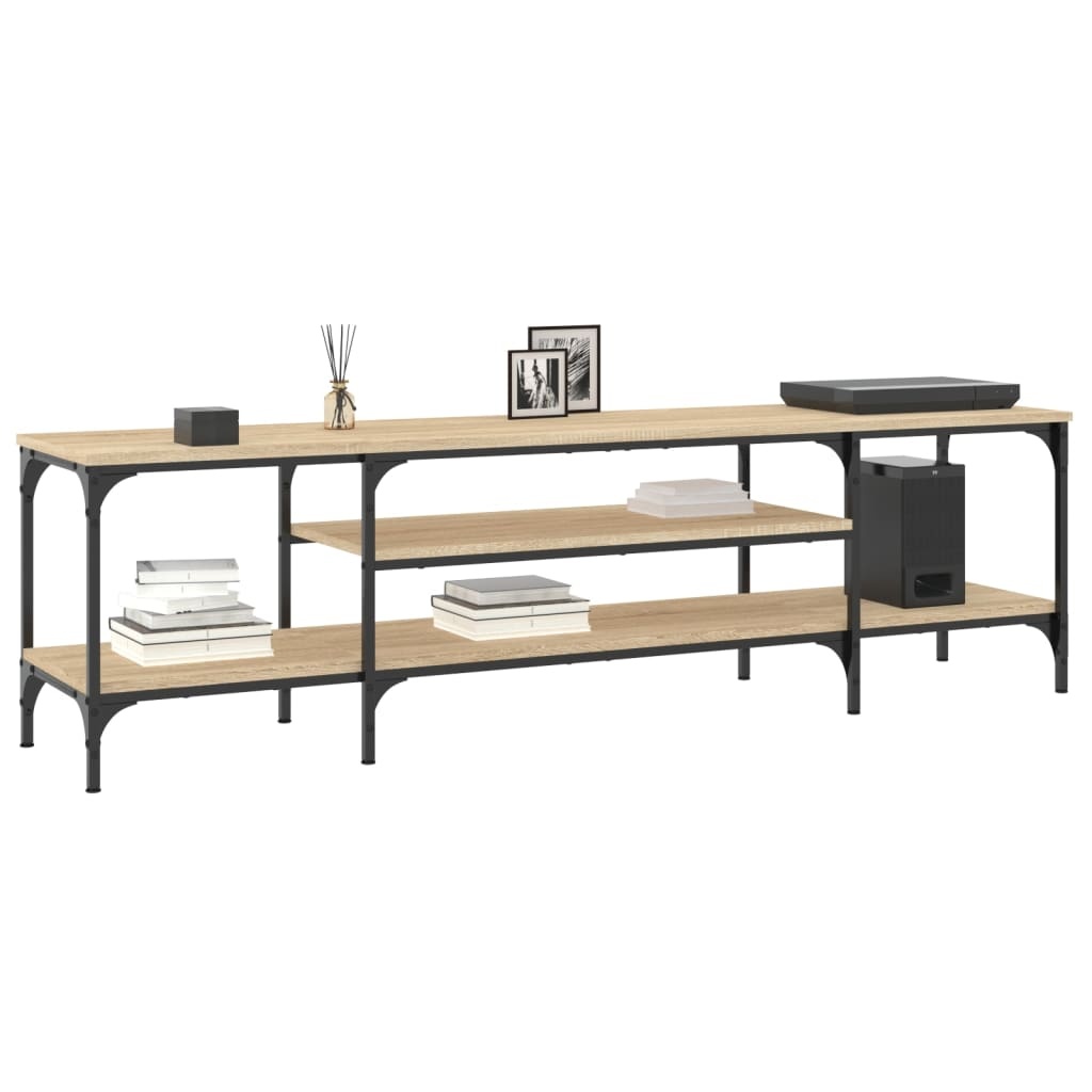 Tv-meubel 161x35x45 cm bewerkt hout en ijzer sonoma eikenkleur