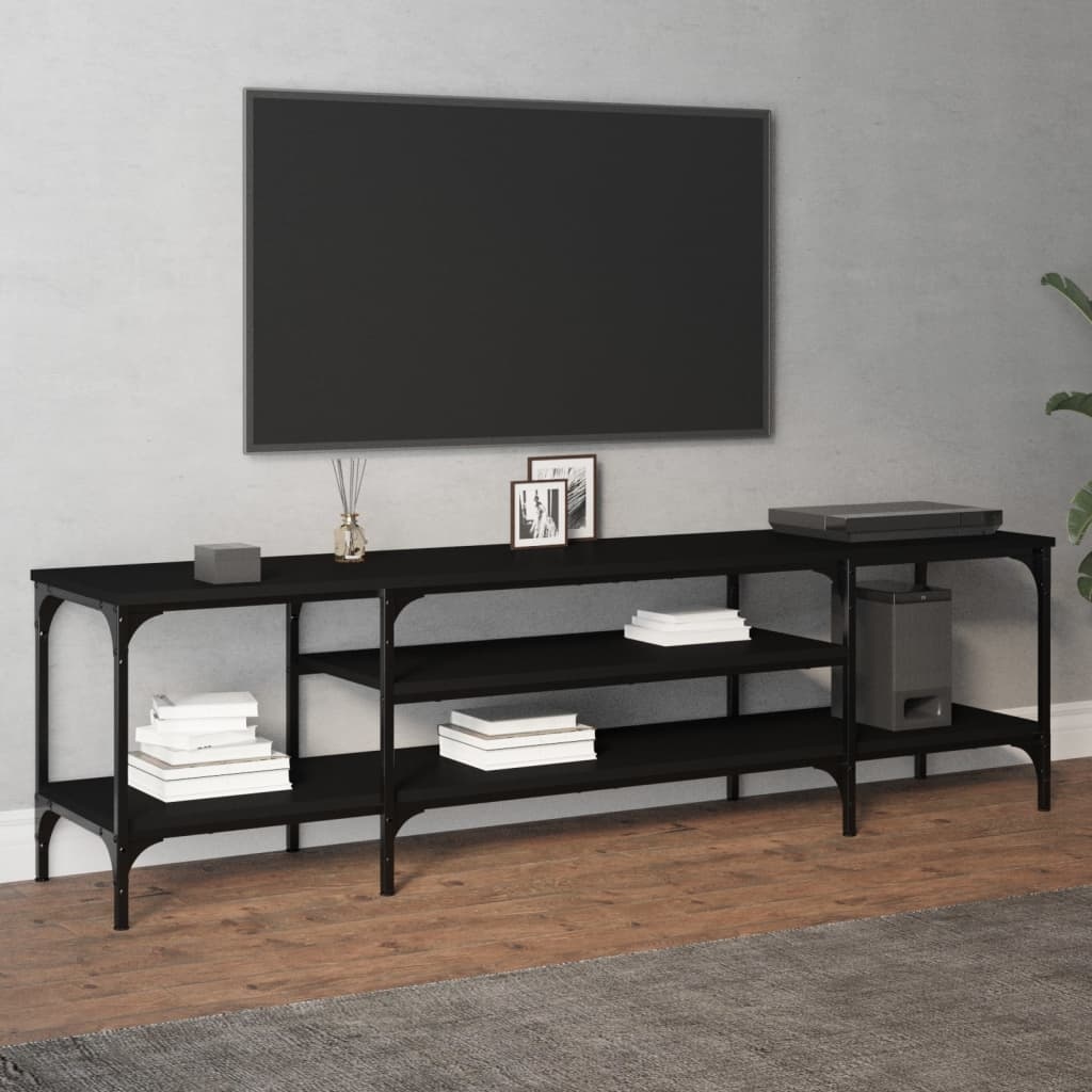Tv-meubel 161x35x45 cm bewerkt hout en ijzer zwart