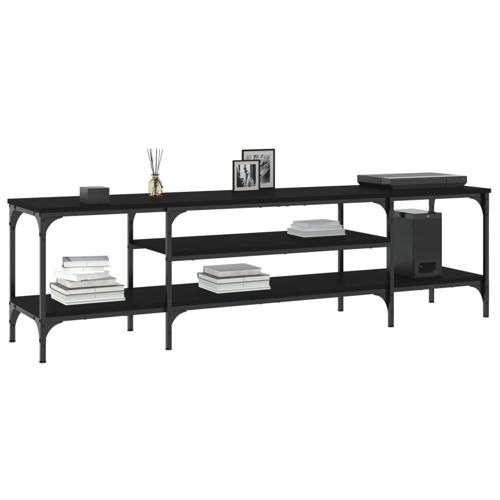 Tv-meubel 161x35x45 cm bewerkt hout en ijzer zwart