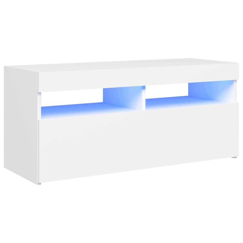 Tv-meubel met LED-verlichting 90x35x40 cm wit