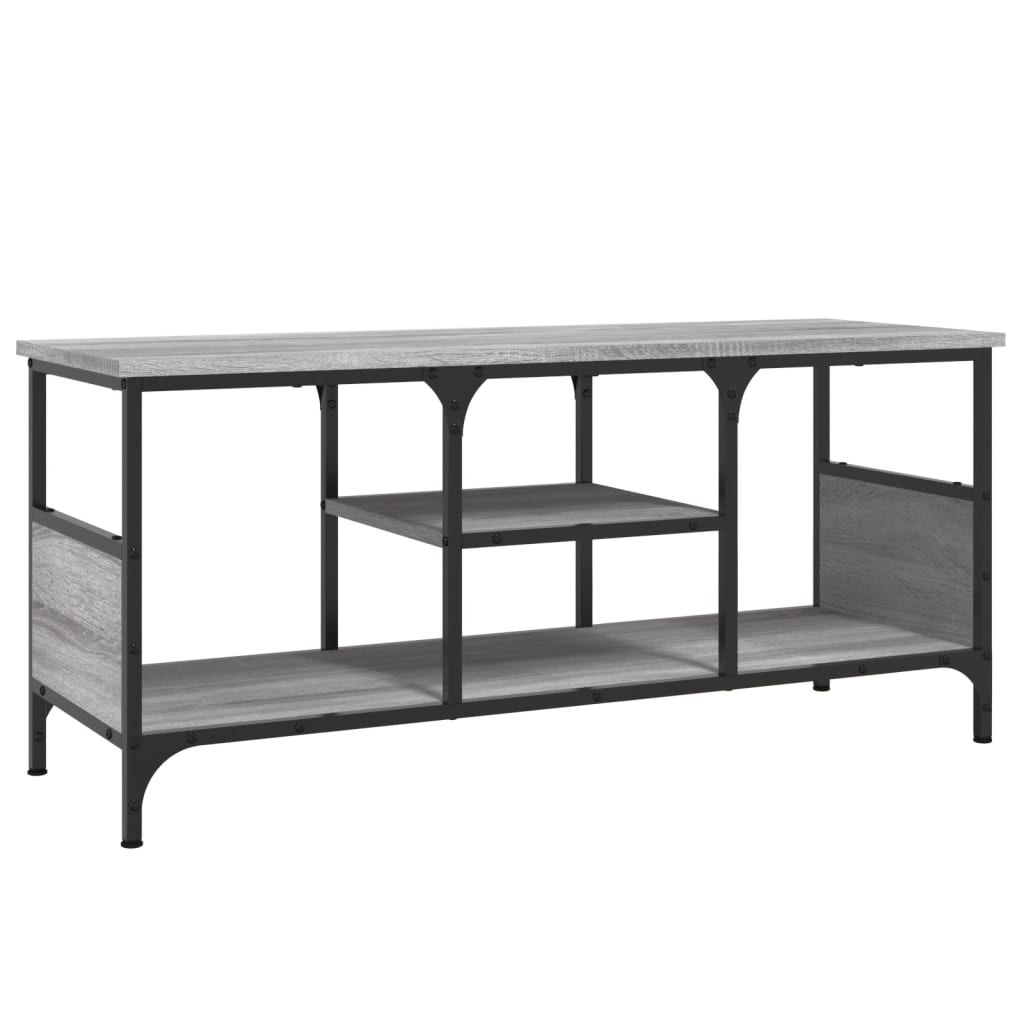Tv-meubel 100x35x45 cm bewerkt hout en ijzer grijs sonoma eiken