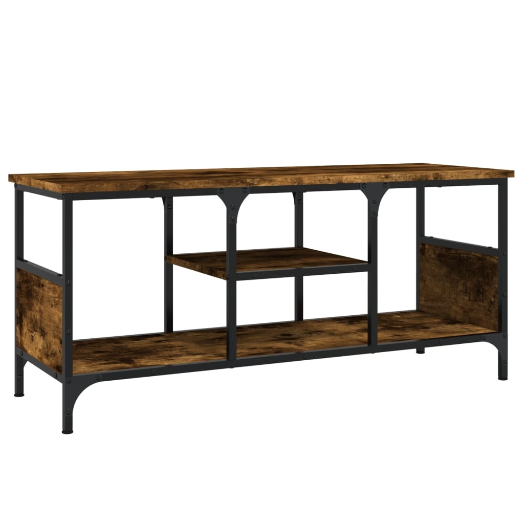 Tv-meubel 100x35x45 cm bewerkt hout en ijzer gerookt eikenkleur