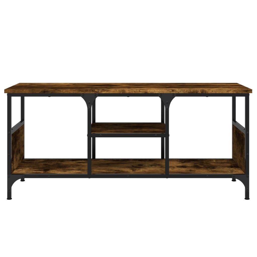 Tv-meubel 100x35x45 cm bewerkt hout en ijzer gerookt eikenkleur