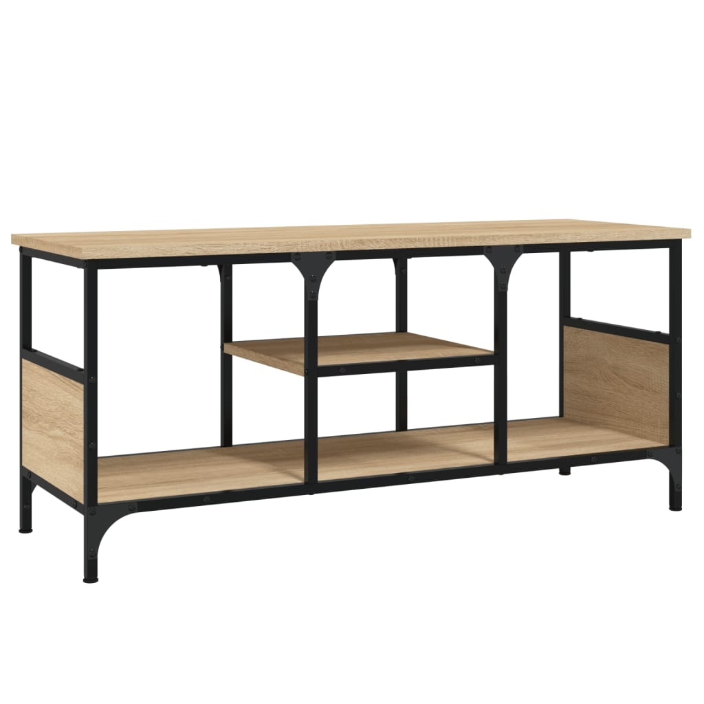 Tv-meubel 100x33x45 cm bewerkt hout en ijzer sonoma eikenkleur