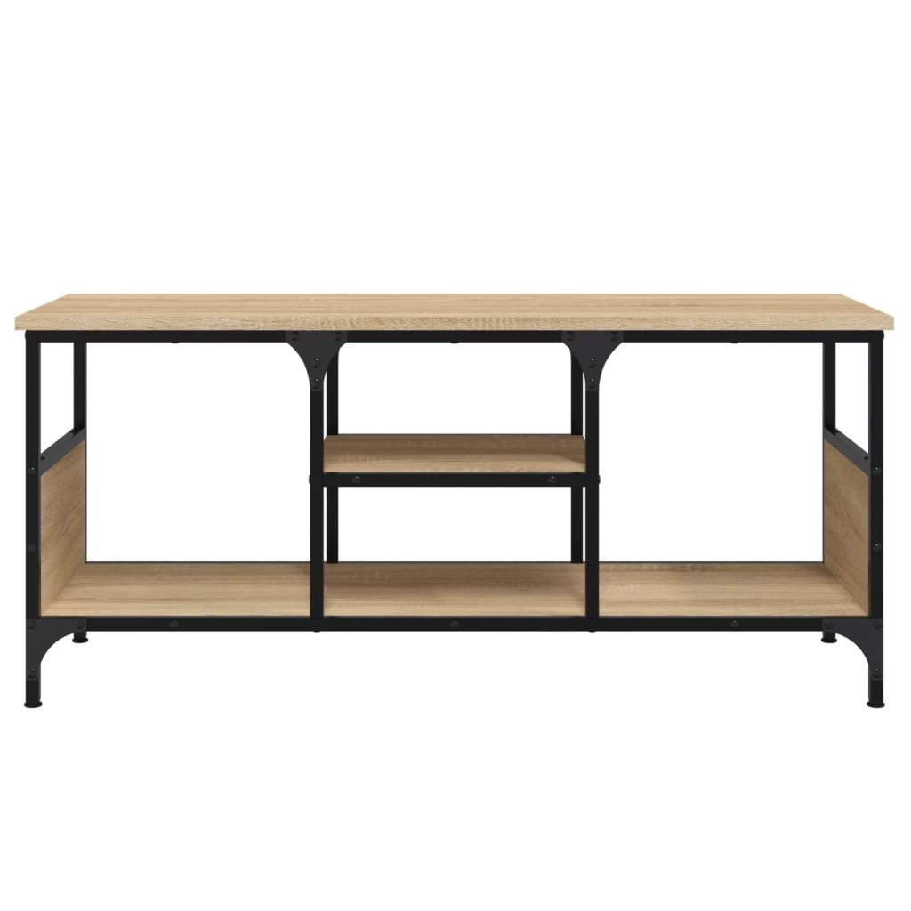 Tv-meubel 100x33x45 cm bewerkt hout en ijzer sonoma eikenkleur