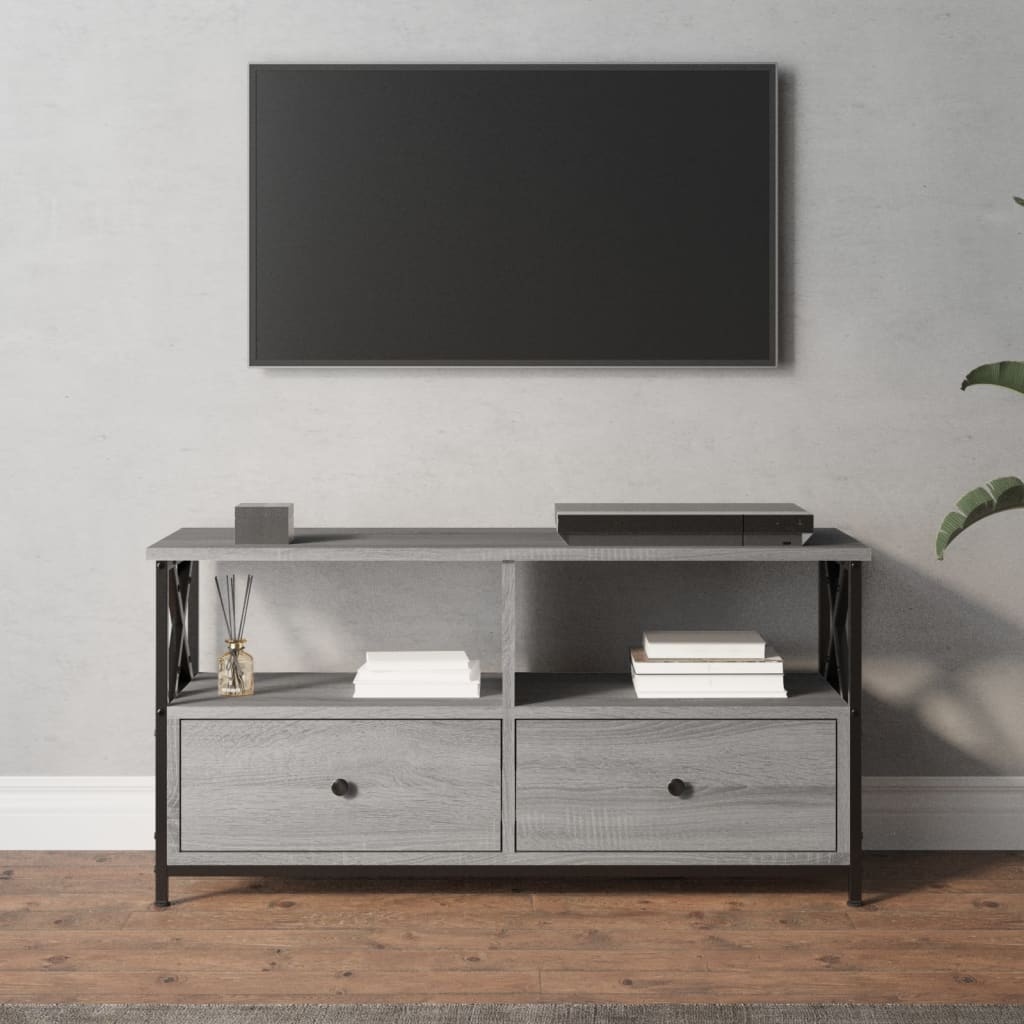 Tv-meubel 90x33x45 cm bewerkt hout grijs sonoma eikenkleurig