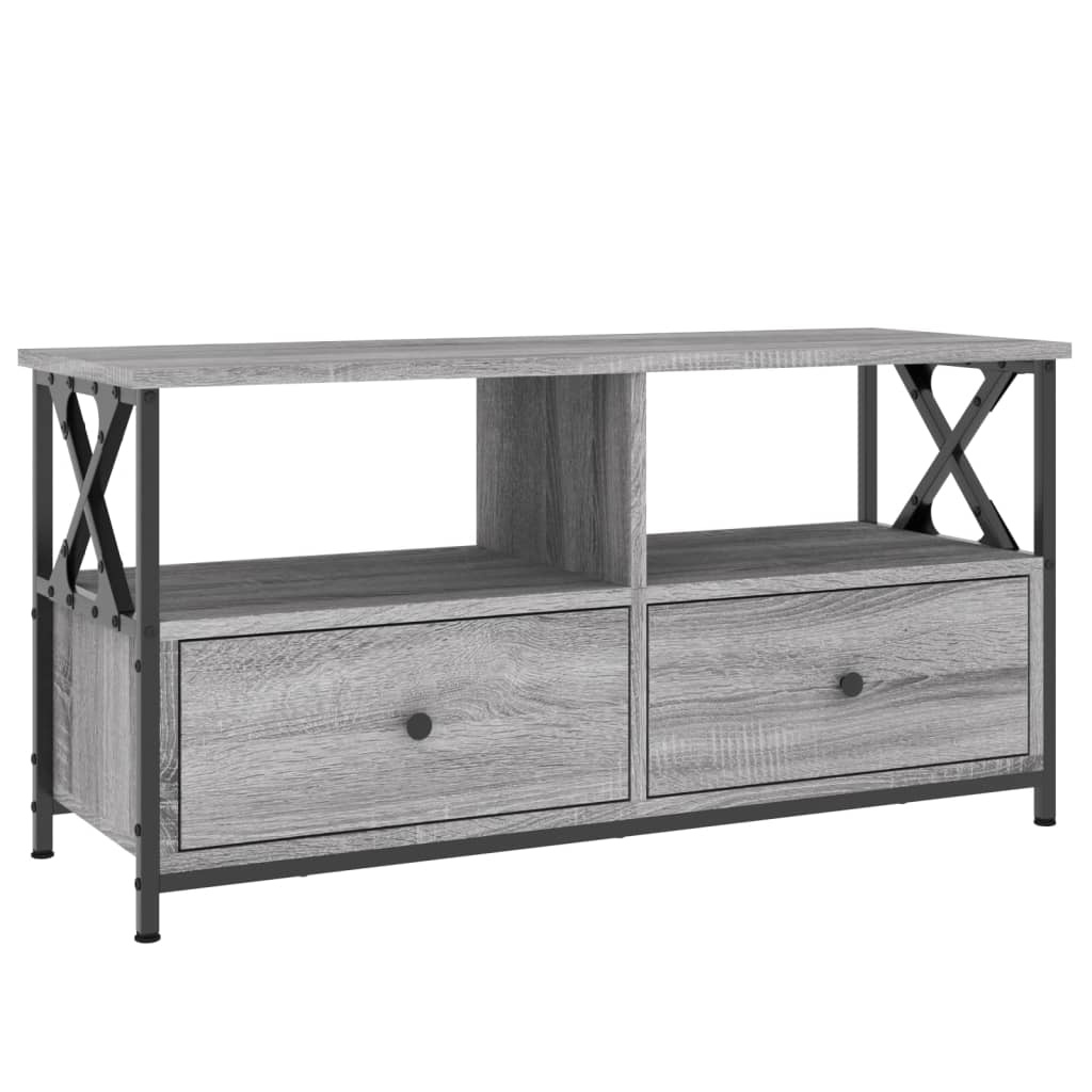 Tv-meubel 90x33x45 cm bewerkt hout grijs sonoma eikenkleurig