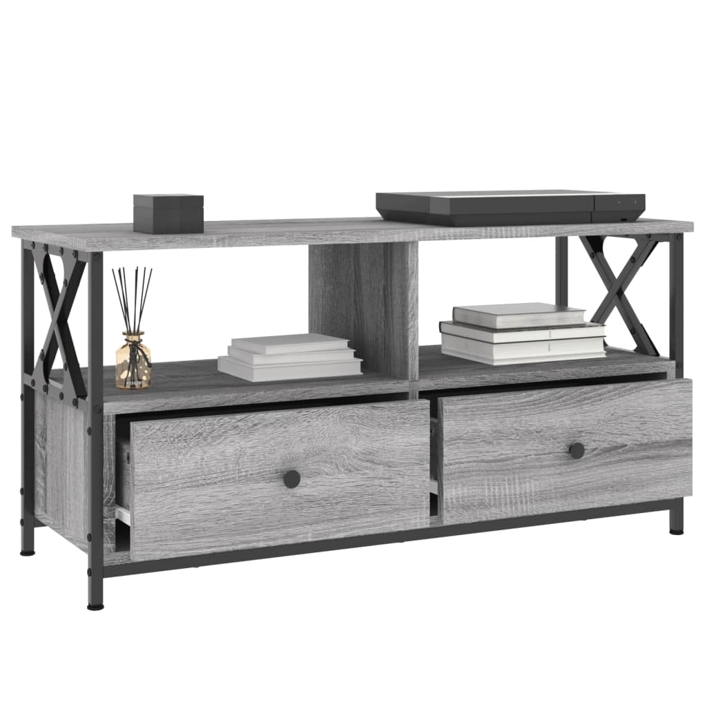 Tv-meubel 90x33x45 cm bewerkt hout grijs sonoma eikenkleurig